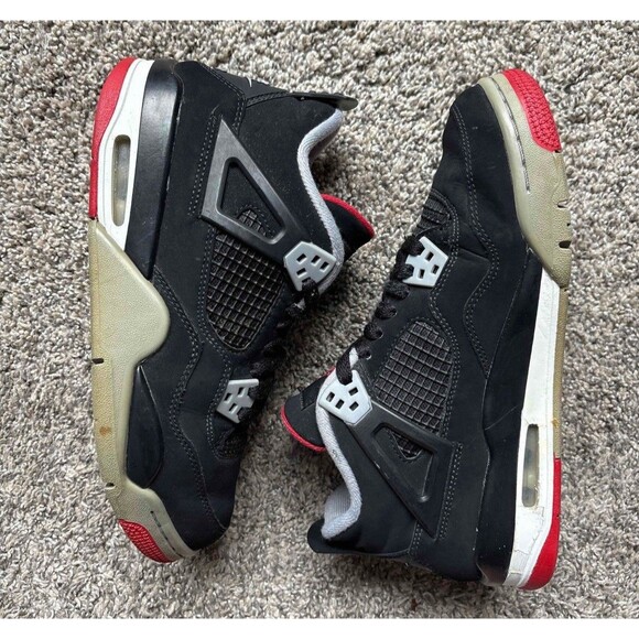 Nike Air Jordan 4 Retro Bred 2019 Size 7 Youth (Size 8.5 Women's) - Picture 7 of 8